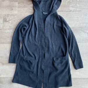 Barefoot Dream hooded black cardigan sweater, size XS